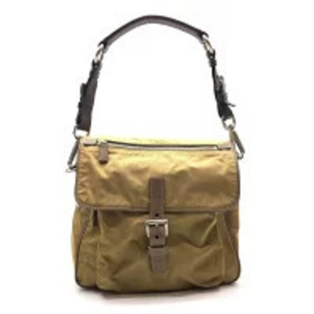 Prada Shoulder Bag Leather Brown Crossbody
